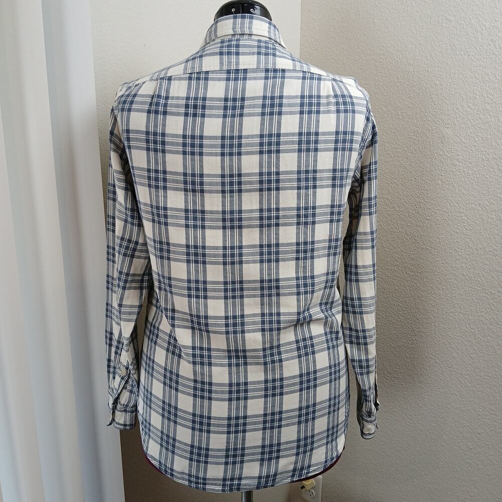 J.Crew Tailored Fit Workshirt Mens Small plaid white blue double layer cotton LS - Picture 3 of 12